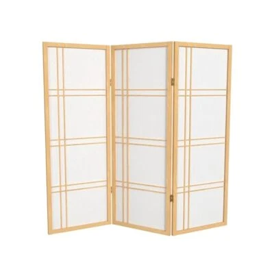 Pantalla Shoji de papel de arroz de 4 pies, marco de madera, divisor de habitaciones tradicional, 3 paneles Foto 1 de 4