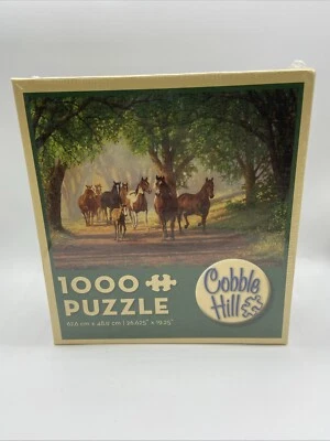 Cobble Hill Jigsaw Puzzle Country Lane Horses 1000 Piece Sealed 26" X 19" 2011 - Image 1 of 4