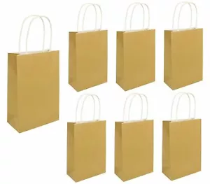 More details for paper party bags with handles wedding birthday hen sweet favor loot bag gold uk
