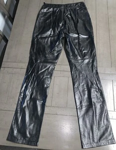 A6 MAXIMA WILSON MOTO BLACK SOFT LEATHER PANTS LINED HIGH WAIST SZ 10 28x31” - Picture 1 of 24