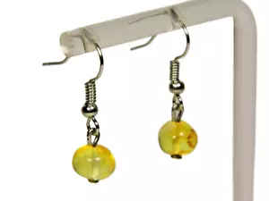 Baltic Amber Dangle Drop Earrings Yellow Women Natural Honey Transparent 007R-3 - Picture 1 of 7