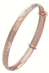 Kinderarmreif 9 kt Rotgold erweiterbar Blumenmuster Geburtstag, Taufe Geschenk - Bild 1 von 11
