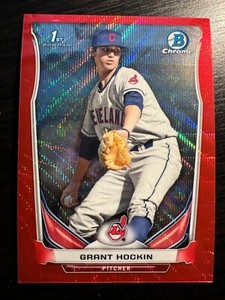 GRANT HOCKIN 2014 BOWMAN CHROME DRAFT RED WAVE REFRACTOR 1ST ROOKIE RC #'D 06/25