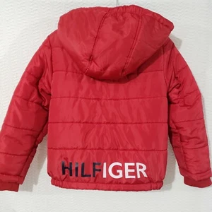 Tommy Hilfiger  Red Warm zip kids Puffer coat w/ Removable Hood LOGO Name Back 7 - Picture 1 of 12