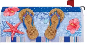 Beaded Beach Sandals Mailbox Cover, Tropical, Coastal, Mailbox Makeover - Picture 1 of 1