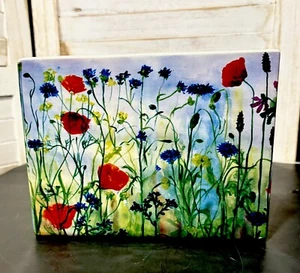 Rectangular Vase Wild Flowers Red Poppies Ceramic 5 Slots Bud Vase Spring Flower - Picture 1 of 11
