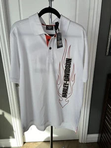 Harley-Davidson Shirt Size Large - Polo Collar Flames 99029-15vm Embroidered NWT - Picture 1 of 7
