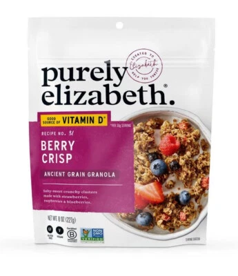 Purely Elizabeth, Berry Crisp, Granola de grano antiguo con vitamina D, sin gluten Foto 1 de 4