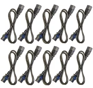 Lotto di (10) 3' piedi IEC 320 NEMA C13 C14 10A 18AWG PDU a CPU CA cavi di alimentazione - Foto 1 di 5