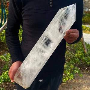 18LB TOP Natural clear quartz carved obelisk crystal wand point tower healing - Bild 1 von 6