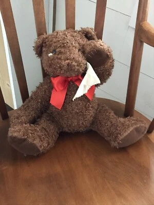 First & Main Tucker Teddy Bear 14" Rhinestone Teardrop With Handkerchief Red Bow - Image 1 of 4