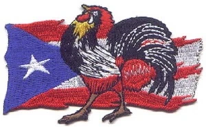 50 Pcs Rooster on Puerto Rico Flag Embroidered Patches 5"x3" iron-on - Picture 1 of 1