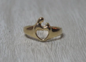 Anillo De Colección Oro Amarillo 14 Kt Madre Hijo Hija Corazón Sólido Talla 5 LEER - Imagen 1 de 21