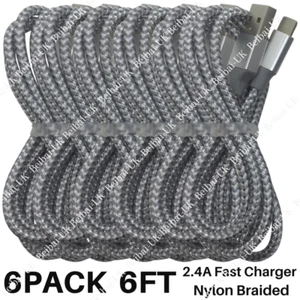 6 Pack 6ft USB Charger Cable Braided For iPhone SE 11 XR 8 7 Fast Charging Cord - Picture 1 of 9