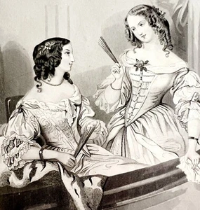 1859 Engraving The Opera Box Beautiful Friends Victorian Music Art DWY5G - Picture 1 of 2