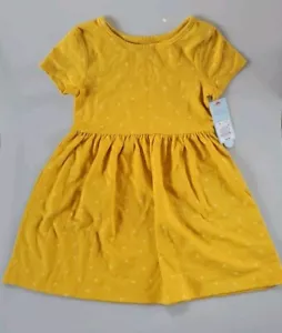 Cat & Jack Girls Shirt Dress Mustard Hearts NWT Size 5T - Picture 1 of 4