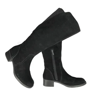 Lucky Brand Mujer Hannover Gamuza Bota de Montar 10M Cuero Negro Cremallera Lateral Plana - Imagen 1 de 12