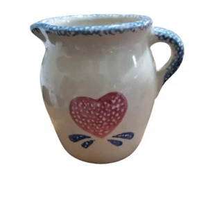 Pottery Creamer with Pink heart Small Milk Pitcher 4" - Picture 1 of 8