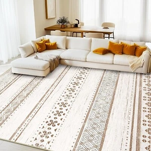 8x10 Vorleger für Wohnzimmer Waschbar Marokkanisch Landhaus Neutral Geometrisch... - Bild 1 von 5