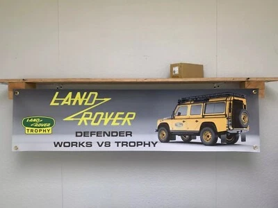 Land Rover Banner Defender Trophy Works V8 Garage Werkstatt Wand Display