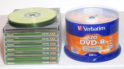 Unused Blank Media Lot 50 Verbatim AZO DVD-R + Memorex 7 DVD-RW 2 DVD-R 5 CD-R - Image 1 of 4