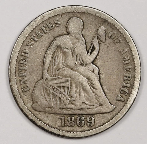 1869-s Liberty Seated Dime.  Fine.  164732 Cover