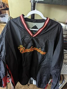 Vintage Budweiser Beer Gray Lined Pullover Jacket V Neck  - Picture 1 of 5
