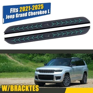 Fixed Running Boards Fit for 2021-2025 Jeep Grand Cherokee L Side Steps Nerf Bar - Picture 1 of 8