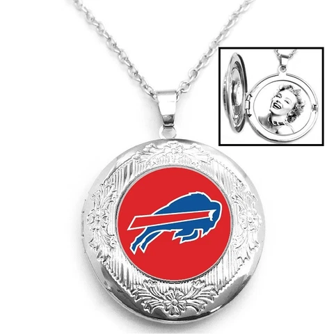 Buffalo Bills Womens 925 Silver Link Chain Necklace And Photo Locket D16 Cover