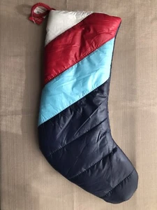 Puffer Christmas Stocking with Sherpa Lining White/Red/Aqua/Blue Wondershop - Picture 1 of 5