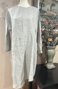 Anna braunes Leinenkleid asymmetrisch Lagenlook Taschen Gr. M - Bild 1 von 11