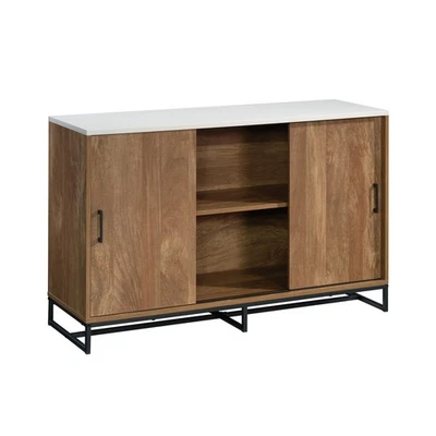 50 Inch Contemporary Brown Media Console with Sliding Doors Adjustable Shelves - Image 1 of 4