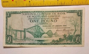 1966 National Commercial Bank of Scotland Ltd, £1 Pound Note; Pick 269 *FINE* - Picture 1 of 2