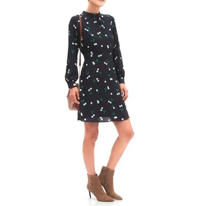 Banana Republic Dress Size 14 Long Sleeve Navy Blue White Cherries Cherry Print - Picture 1 of 8