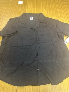 New Member's Mark Women's Tencel Pockets Camp Collar Shirt Black Size Medium - Picture 1 of 6