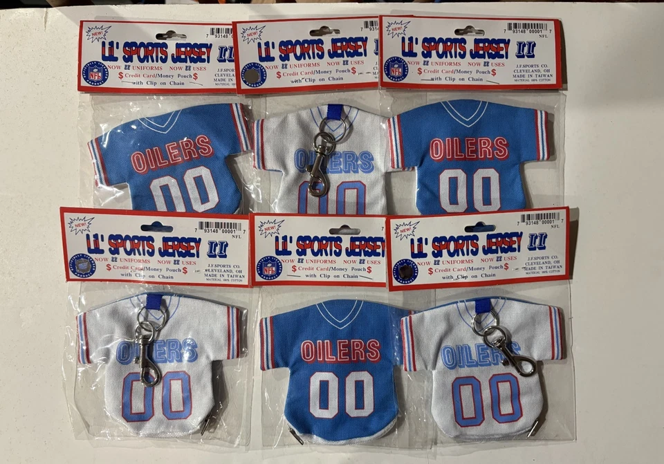 6 J.F. Sports -Tennessee Oilers Football Jersey Key Chains - Image 1 of 2