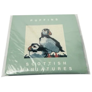 Puffins Scottish Miniatures Cross Stitch Card Kit Scotland Textile Heritage Coll - Picture 1 of 5