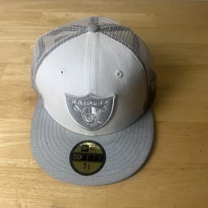 Las Vegas Raiders New Era NFL Cloud Mesh 59FIFTY Fitted White Größe 7 5/8 - Bild 1 von 9