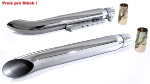 Auspuff Endtopf Schalldämpfer Chrom Turn Out für Harley Suzuki Yamaha Honda HD - Bild 1 von 4