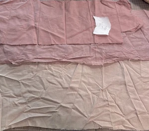 Paquete de 3 restos de tela de lima de algodón moire de rayón rosa vintage - Imagen 1 de 8