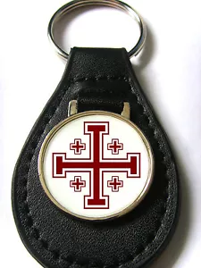 JERUSALEM CROSS CRUSADERS CROSS HERALDIC CROSS KEYRING KEYFOB - Picture 1 of 4