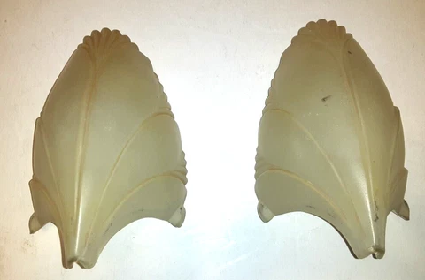 LOT OF 2 VINTAGE ART DECO CEILING LIGHT SLIP SHADES Cover