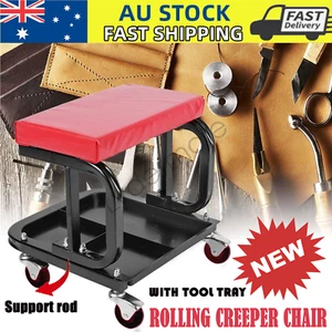 Padded Rolling Creeper Garage Mechanics Roller Seat Stool Chair with Tool Tray - Picture 1 of 10