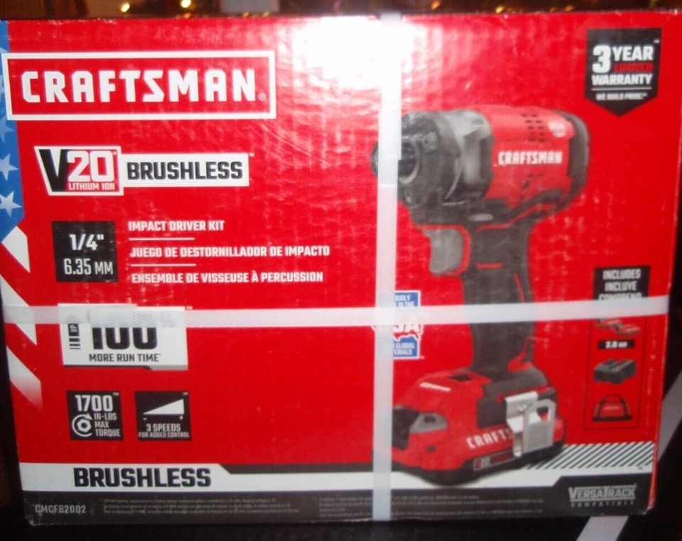 Craftsman V20 Cordless Brushless 1/4-in. Impact Driver-#CMCF820D2 - Image 1 of 1