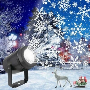 Christmas Snowflake Projector Laser Light LED Snowfall Landscape Xmas Decor Lamp - Picture 1 of 8