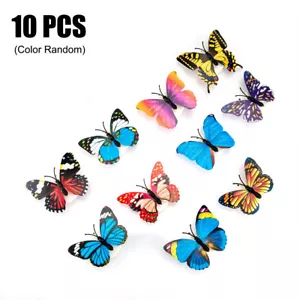 10pcs Color Changing Butterfly LED Night Lights Main Room Desk Wall Home Decor - Picture 1 of 12