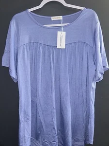 New W/T Fantaslook Blouse Women’s XXL Solid Short Sleeve Lightweight Stretch - Picture 1 of 4