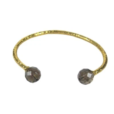 Cuff Hammered Plastic Rhinestones Bracelet 6.75 In Goldtone Jewelry Modern Foto 1 de 4