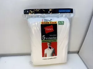 5 Hanes White XL 46-48 Inch V-Neck T-Shirts Tagless Comfort Soft 2008 - Picture 1 of 9
