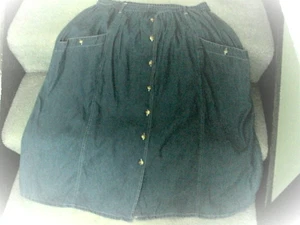 Womens Denim Jazz Size 2X Button Down Denim Skirt/100 Percent Washable Cotton - Picture 1 of 6